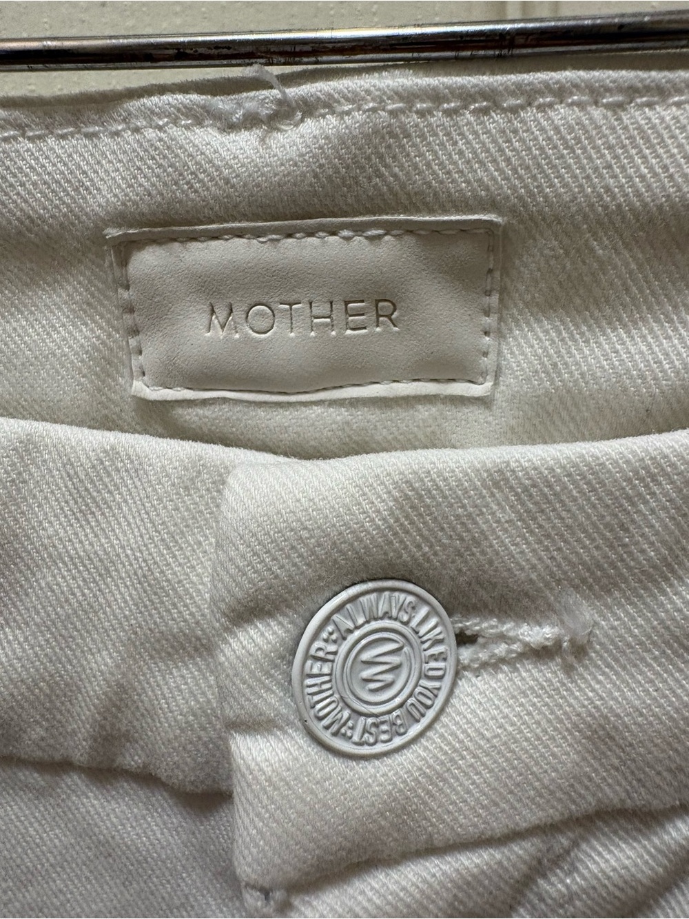 MOTHER The Looker Ankle Fray Jeans Glass Slipper White Raw Hem Skinny Size 25 - Picture 2 of 16